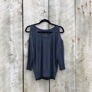 Club Monaco | blue cold shoulder long sleeve top